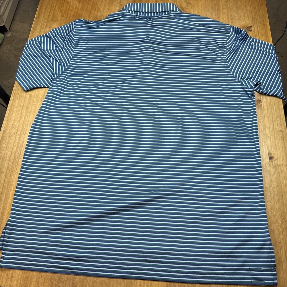 SOLD Turtleson Short Sleeve Golf Polo Shirt Mens XL Blue/Green Striped Logo - Picture 11 of 11